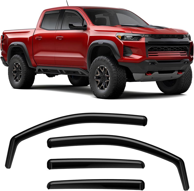 ISINLASSO in-Channel Rain Guards Fit for Chevrolet Colorado Crew Cab 2023-2025 Black Extra Durable Shatterproof Side Window Wind Deflectors Fit for GMC Canyon 2023-2025, Vent Window Visors- 4 PCS - Image 1